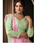 Pink Georgette Sequins Embroidered Designer Wedding Saree