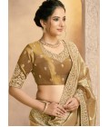 Mustard Silk Zardosi Handwork Designer Wedding Saree