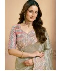 Grey Zari Tissue Swarovski Work Designer Wedding Saree