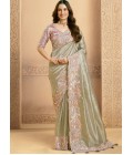 Grey Zari Tissue Swarovski Work Designer Wedding Saree