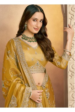 Yellow Kanjivaram Silk Sequins Designer Wedding Saree