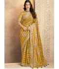 Yellow Kanjivaram Silk Sequins Designer Wedding Saree