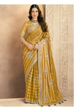 Yellow Kanjivaram Silk Sequins Designer Wedding Saree