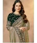 Green Tissue Silk Zardosi Handwork Designer Wedding Saree