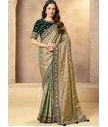 Green Tissue Silk Zardosi Handwork Designer Wedding Saree