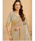 Grey Zari Tissue Sequins Work Designer Wedding Saree