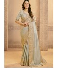 Grey Zari Tissue Sequins Work Designer Wedding Saree