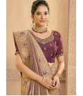 Purple Tissue Silk Handwork Designer Wedding Saree