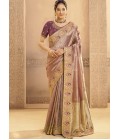 Purple Tissue Silk Handwork Designer Wedding Saree