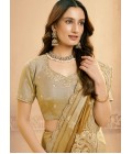 Mustard Zari Silk Sequins Work Designer Wedding Saree