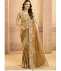 Mustard Zari Silk Sequins Work Designer Wedding Saree