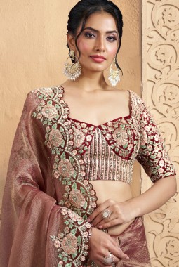 Pink Banasari Crush Embroidered Designer Wedding Saree