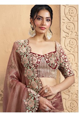 Pink Banasari Crush Embroidered Designer Wedding Saree