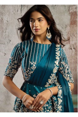 Designer Rama One Minute Saree with Dual Sequins And Crystal Stone Embellishment