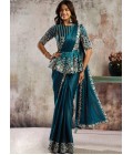 Designer Rama One Minute Saree with Dual Sequins And Crystal Stone Embellishment
