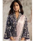 Designer Lavender Violet Ready Saree With Blazer Style Statement Blouse