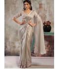 Grey Partywear One Minute Saree With Blouse And Belt
