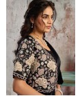 Black Lustrous Satin Partywear One Minute Saree