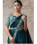Rama Elegant Satin Silk Pre-Draped Saree With Sequin Handwork