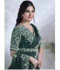 Green Two Tone Satin Silk Hand Work Designer Saree