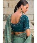Sea Green Crush Tissue Moti Heavy Work Designer Saree