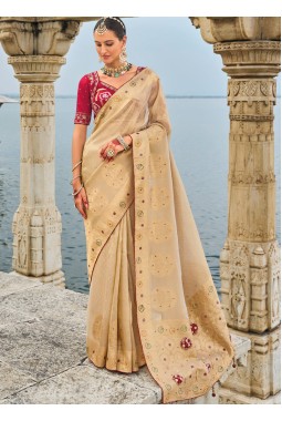 Chiku Pure Kanjivaram Heavy Work Designer Saree