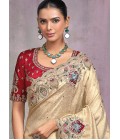 Chiku Kanjivaram Butti Heavy Work Designer Saree