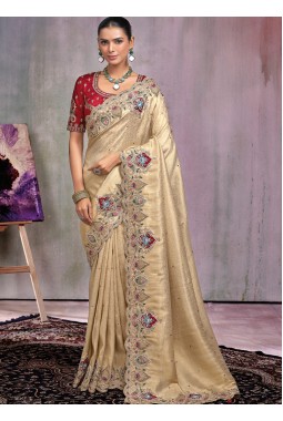 Chiku Kanjivaram Butti Heavy Work Designer Saree