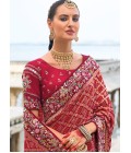 Maroon Bandhej Pallu Moti Heavy Work Designer Saree