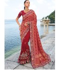 Maroon Bandhej Pallu Moti Heavy Work Designer Saree