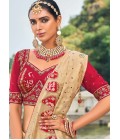 Chiku Pure Kanjivaram Jardoshi Heavy Work Designer Saree
