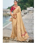 Chiku Pure Kanjivaram Jardoshi Heavy Work Designer Saree