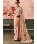 Beige Khaddi Georgette Bandhej Weaving Work Wedding Saree