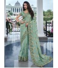 Sea Green Tissue Silk Real Mirror Wedding Wear Saree