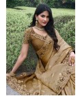 Mehndi Tissue Silk Stone Embroidered Wedding Wear Saree