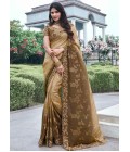 Mehndi Tissue Silk Stone Embroidered Wedding Wear Saree