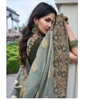 Green Tissue Silk Zari Embroidered Wedding Wear Saree