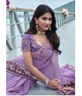 Lavender Tissue Silk Stone Embroidered Wedding Wear Saree