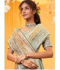 Mustard Pure Giraffe Viscose Silk Heavy Work Wedding Saree