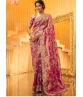 Pink Pure Giraffe Viscose Silk Heavy Work Wedding Saree