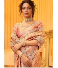 Orange Pure Giraffe Viscose Silk Heavy Work Wedding Saree