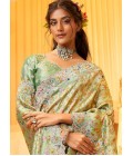 Pista Pure Giraffe Viscose Silk Heavy Work Wedding Saree