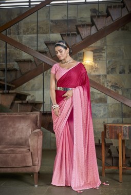 Pink Silk Designer Sequins Saree