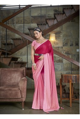 Pink Silk Designer Sequins Saree