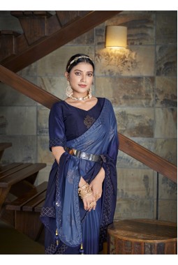 Navy Blue Thread Designer Saree