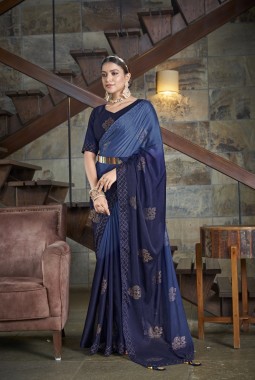 Navy Blue Thread Designer Saree