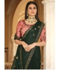 Green Chinnon Sequins Party Wear Saree