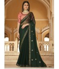 Green Chinnon Sequins Party Wear Saree