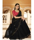 Black Chinnon Thread Sequins Designer Saree