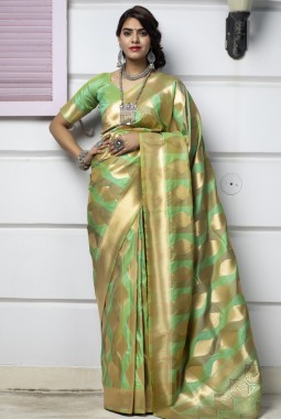 Green Banarasi Silk Designer Wedding Saree